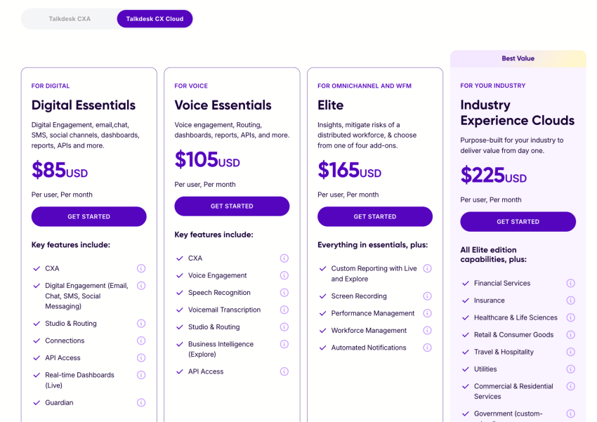Talkdesk Plans & Pricing