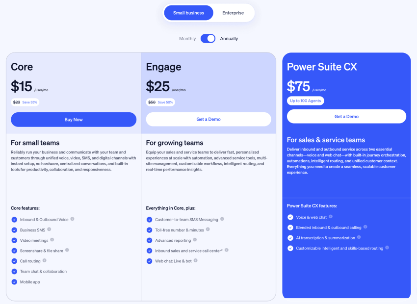 Nextiva small business pricing plans 2025