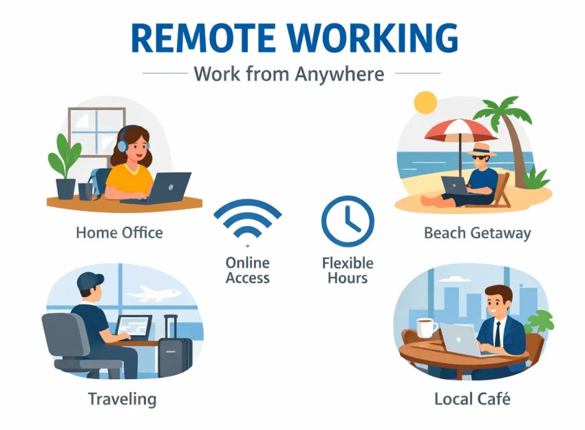 Graphic depicting remote working