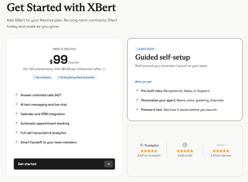 Nextiva XBert AI pricing