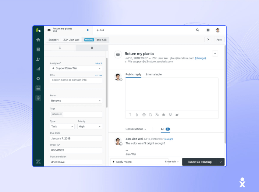 A screenshot shows Zendesk