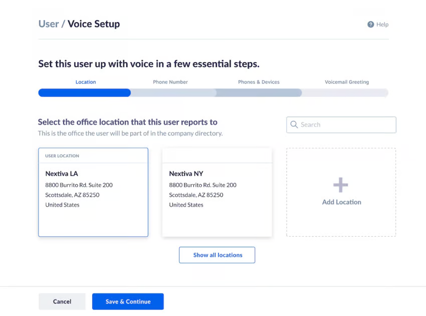 Screenshot showing user / voice setup