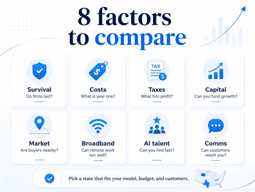 8 factors to compare What Makes a State Good for Starting a Business?