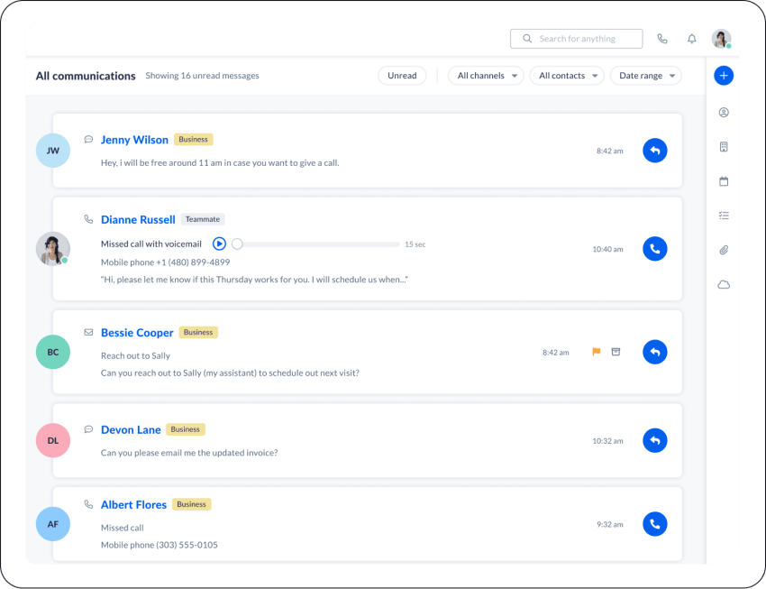 Nextiva unified communication dashboard