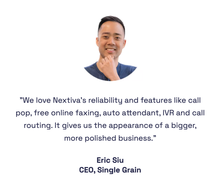 Positive Nextiva customer testimonial about auto attendant and call routing