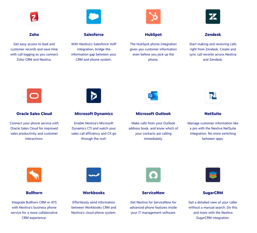 Nextiva integrations