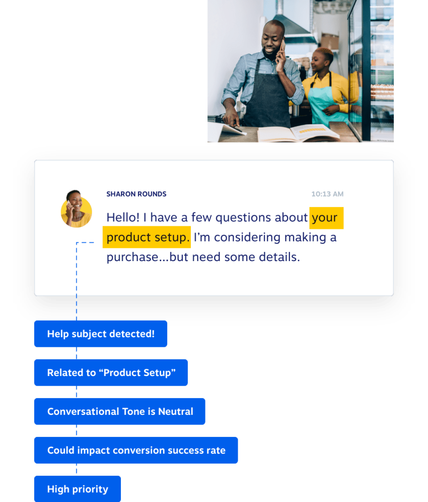Example of an automated conversation analysis.