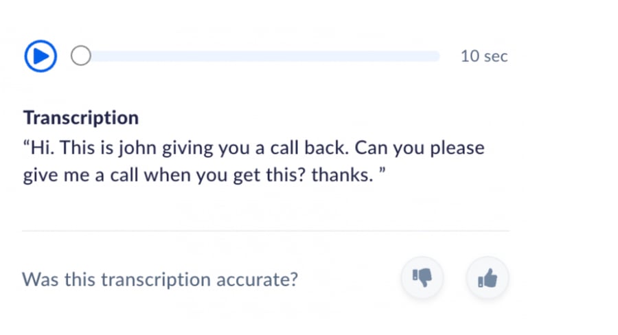 Voicemail transcription example
