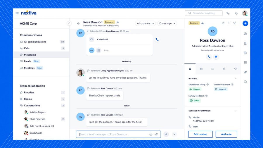 NextivaONE - Business Texting Example