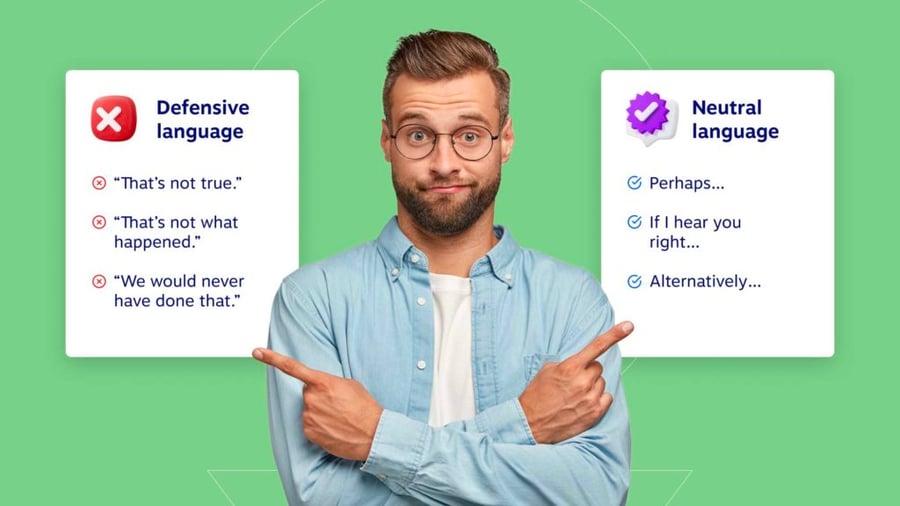 A picture showing the difference between defensive and neutral language