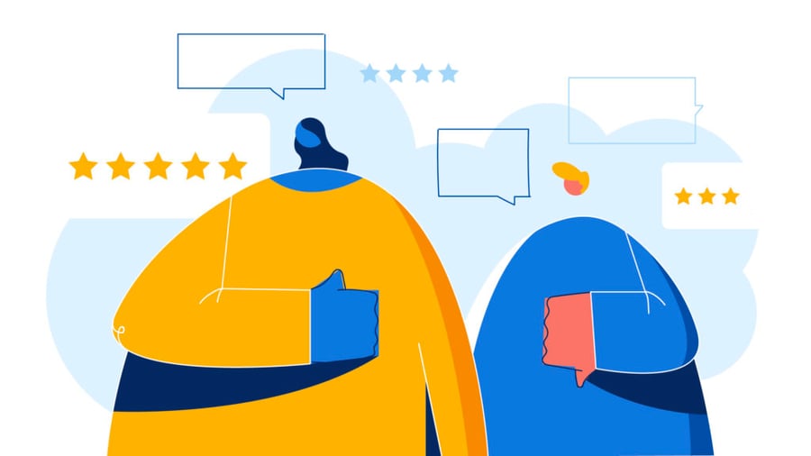 A picture illustrating different customer ratings