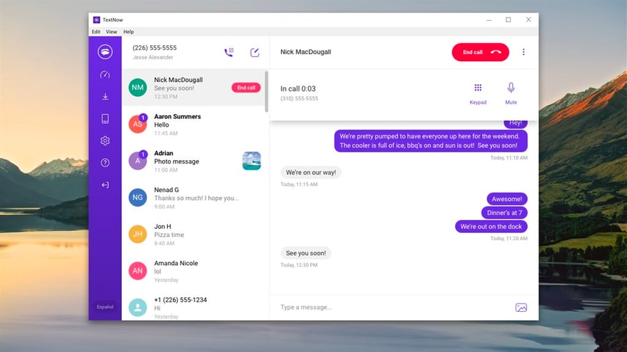 TextNow messaging platform