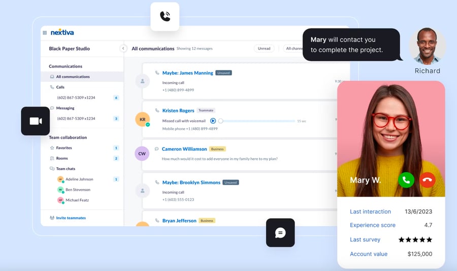 A snapshot of Nextiva's communication software