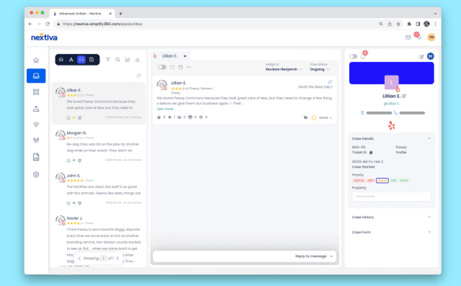 Nextiva's review management platform streamlines customer reviews in one dashboard.