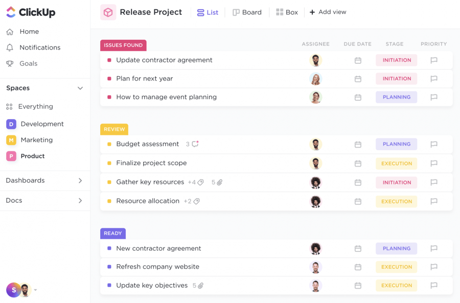 An example of a to-do list (via ClickUp)
