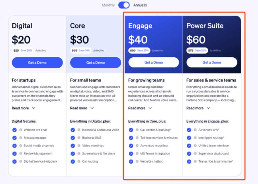 Introductory Call Center Functionality Available In Nextiva Engage and Power Suite Plans. 