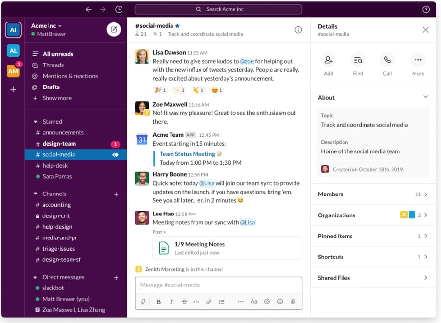 Slack for business communication
