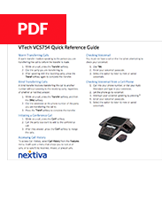 VTech VCS754 Quick Reference Guide