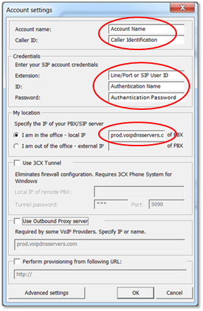 3CX SIP Account Configuration Details