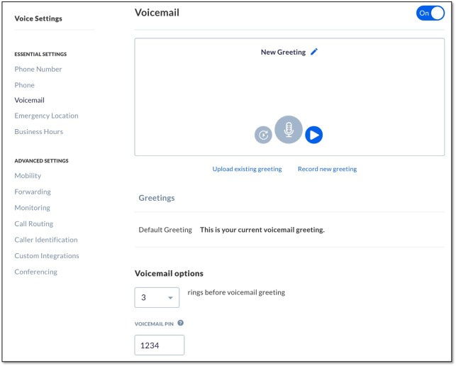 Updating voicemail PIN Nextiva Support
